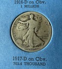 Vintage antique Ww1 Walking Liberty Coin Collection In Book 1917d Silver
