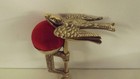 New Antique Reproduction Brass Sewing Bird Clamp With Pincushion A1115
