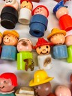 Vtg Mixed Lot  Fisher-price Little People Wood   Plastic Figures Chairs Animals