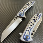 8    Blue Tactical Spring Assisted Open Blade Folding Pocket Knife Hunting Knife