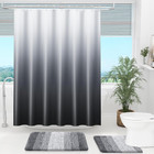 Luxury Shower Curtain  Black Grey Ombre Shower Curtain Sets With 12 Show