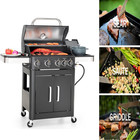 4-burner Propane Gas Bbq Grill With Side Burner Outdoor Cooking Barbecue Camping