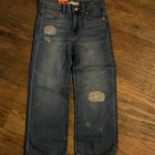 Levi s Girls Wide Leg Denim Jeans W colored Pastel Thread Adj Waist Size 6