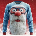Blue Santa Face 3d Print Ugly Christmas Sweater Funny Holiday Pullover S-5xl