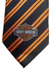 Harley-davidson Mens Pure Silk Tie Orange Striped Design