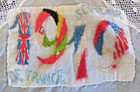1919 Handkerchief Defrance Souvenir Silk Embroidered Hanky Vtg