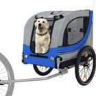 Bicycle Pull-behind 2-in-1 Pet Trailer And Carrier Stroller Gray- Blue