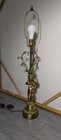 Vintage French Victorian Gilt Brass Cherub Putti Sculpture Table Lamp