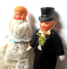 2 Vintage 1920s Bride   Groom Wedding Cake Topper Set Ceramic Handmade 3 5 