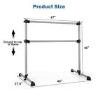 4ft Portable Double Freestanding Ballet Barre Dancing Stretching Silver
