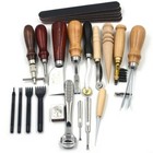 18pcs Leather Craft Punching Tool Kit Set Stitching Engraving Work Sewing Saddle
