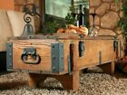 Wooden Coffee Table Chest Vintage Style  Storage Trunk Chest  Cottage Table Box 