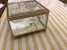 Heavy Clear Glass Trinket Box Floral Etched Vintage Vanity Dresser Jewelry Box