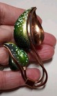 Vintage Matisse Renoir Copper Enamel Modernist Leaf Brooch Pin