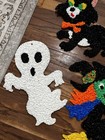 Vintage Melted Plastic Popcorn Halloween Decor Lot 5 Pumpkin Witch Cat Ghost
