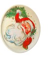 Vintage Plastic Santa Claus Starburst Mid Century Christmas Serving Tray Round