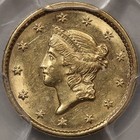 1849 G 1 Open Wreath Gold Dollar Pcgs Au58