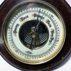 Vintage Atco Weather Barometer Polished Wood And Brass