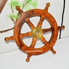 Wooden Ship Steering Wheel Pirate Decor Wood Brass Fishing Wall Boat Maritime