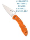 Spyderco Delica 4 Folding Knife C11fpor Plain Edge Vg-10 Blade Orange Frn Handle