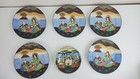 Display Asian Plates Lot Of 6 Decorative Black Blue Colorful Made In Japan