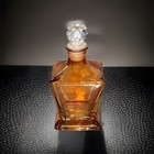 2 Art Glass Perfume Parfum Oil Bottle Decanter Vanity Vintage Style Amber Bubble