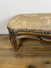 Antique French Louis Xv Style Walnut 19th Century Footstool Original Upholstery