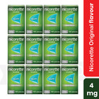 12 Pack Nicorette Gum Original Flavour Full Strenght 4mg 105 Piece