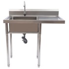 Free Standing Single Bowl Sink Commercial Restaurant Kitchen Sink With Faucet