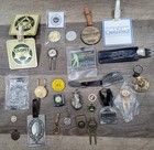 Box Of Antique Vintage Golf Pins Markers Divot Repair Ball Markers Coins Etc