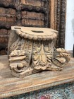 Antique Wooden Column Base Candle Holder   Hand-carved Architectural Salvage