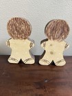 Vintage Hand Painted Gingerbread Men X2 Holiday Christmas Wooden Decoration Art