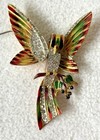 Corocraft Exquisite 1940   s Vermeil Enamel Bird Brooch