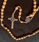 Handcrafted Olive Wood Rosary With St  Benedict Medal   Crucifix