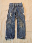 Jcpenny Foremost Vtg 50s 60s Youth Size Repaired Distressed Thrashed Denim 22x21