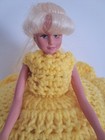 Vintage  pillow Doll  With  Crocheted Dress  -yellow Decorative Bed couch 