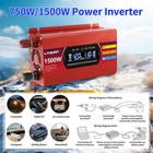 Car 750w 1500w Power Inverter Dc 12v To Ac 110v Converter With 2usb 2ac Lcd Red