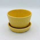 Morton Pottery Small Planter Pot W  Attached Saucer Yellow Icicle Art Deco Style