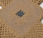 Hardanger  Doily Norwegian Embroidery  Tan   Blue Set Of 6