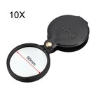 60mm 10x Pocket Folding Magnifier Loupe Magnifying Glass With Leather Case Black
