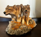 Gray Wolves Running Endangered Species Masterpiece Porcelain Homco 1999 Signed