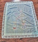 Vtg Crib Cover Rabbits Balloons Hand Embroidery Lace Trim