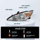 Headlight Assembly For 02-04 Camry Driver Passenger Chrome Amber Reflector Bulbs