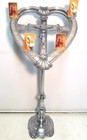 Vintage Funeral Heart Shape Prayer Card Holder Ornate Massstand Crucifix W case
