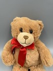 First   Main Brown Teddy Bear W  Red Ribbon Bow Tie Plush Stuffed Animal 11 
