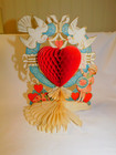 Antique Vintage Huge 9 5  Tall Germany Honeycomb Fold Out Die Cut Valentine Card