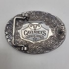 Cavender s Belt Buckle Silver Western Cowboy Floral Engraved Rodeo Bull Riding