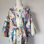Nwot Sakurai Shoji Japanese Floral Summer Yukata Kimono Robe Belt Cotton Women