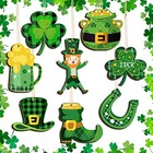  32 Pieces St  Patrick s Day Decorations Shamrock Ornament For Tree Wooden 