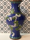 Antique Chinese Cloisonn   Vase With Flowers 12 5    7   wide Large